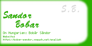 sandor bobar business card